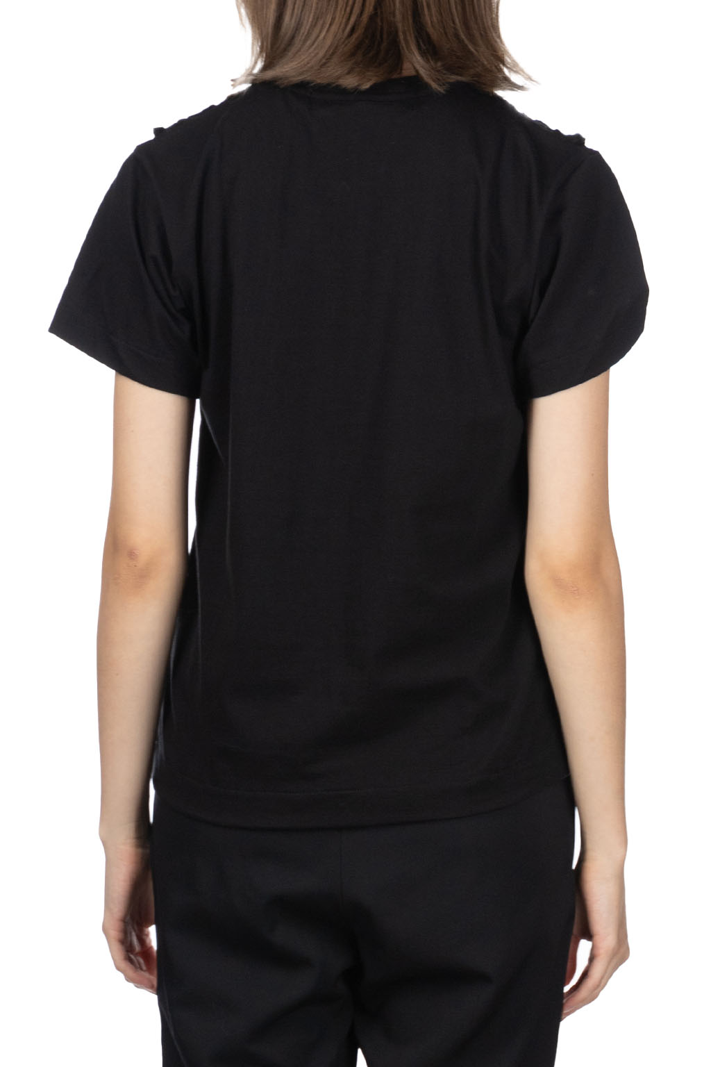 Comme Des Garcons TAO - cotton jersey x nylon tulle embroidered SS TOP - Black